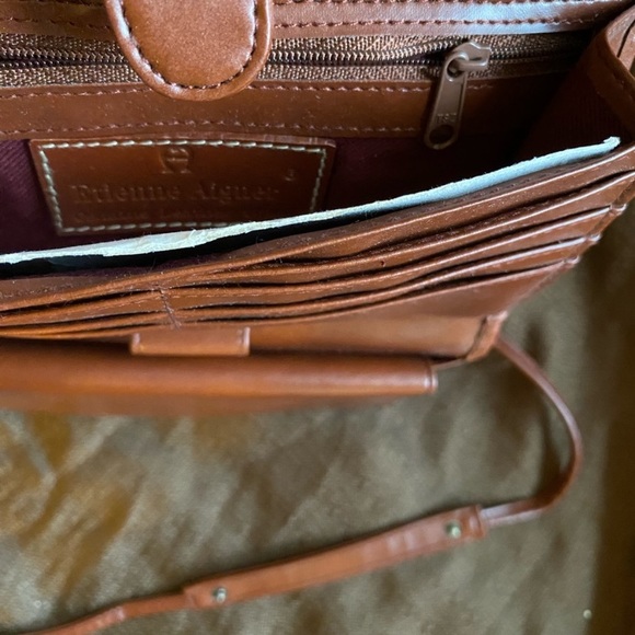 1970s 80s Vintage Etienne Aigner CANVAS & LEATHER Tardis Pockets HAND BAG PURSE - Picture 6 of 8